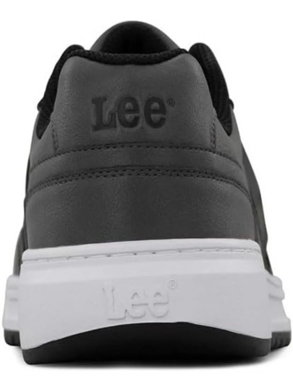 Lee Men's Charcoal Black Imported Rubber Faux Leather Adjustable Lace Up Sneaker